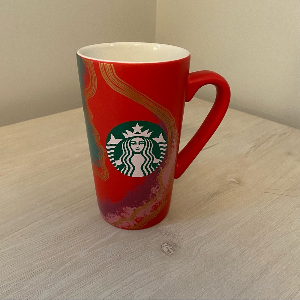 Starbucks 2021 Holiday Mug Festive Red Green Gold Coffee Tea 16oz Gift Collector